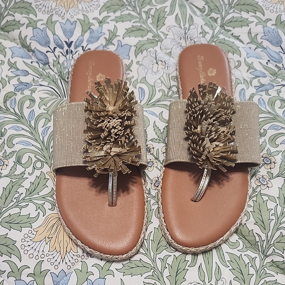 Tommy Bahamas Gold Embellished Women's Slide Sandals